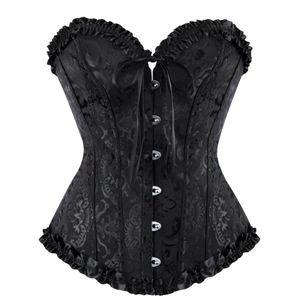 French Lace Up Boned Overbust Corset Bustier